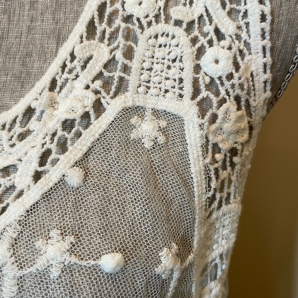 Sheer, lace embroidery racer back top. - Picture 6 of 6